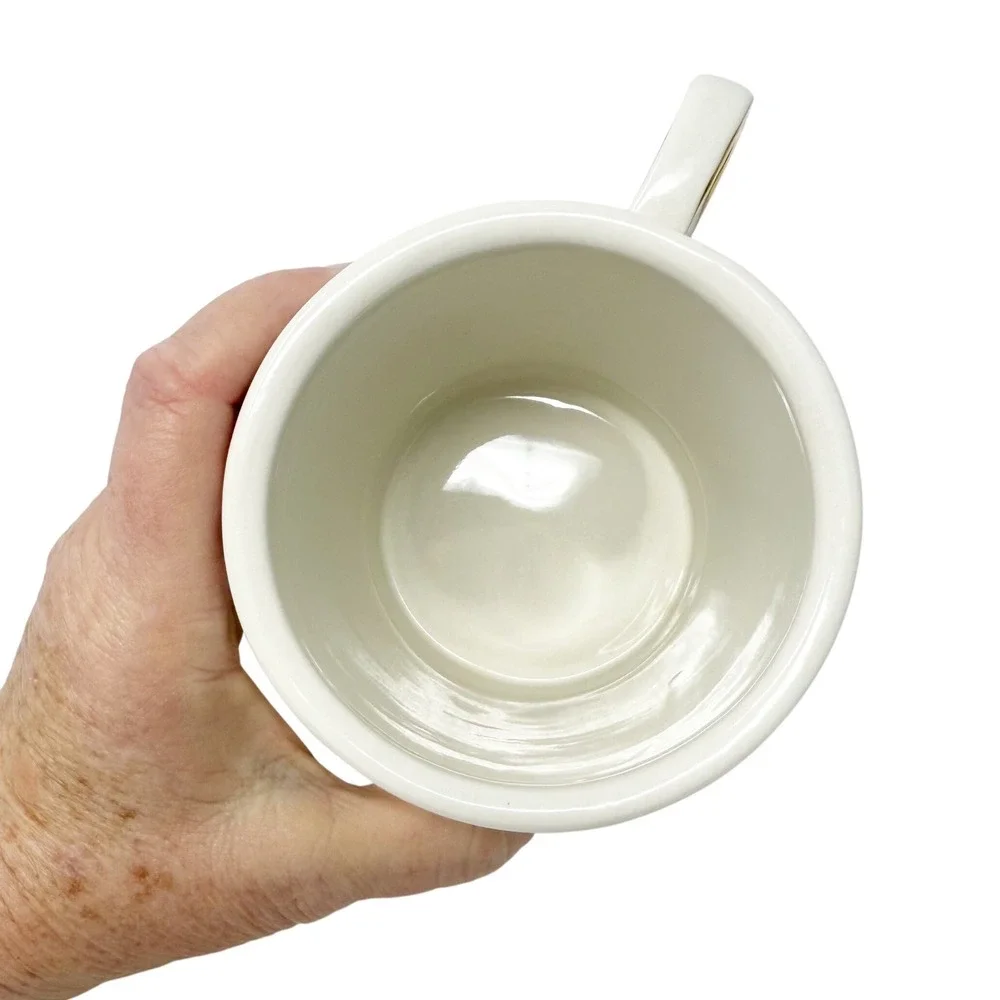 Anthropologie Monogram Letter R Ceramic Gold Mug Shaving Style‎